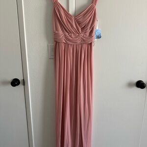 David's Bridal Pink Ruched Sleeveless Gown